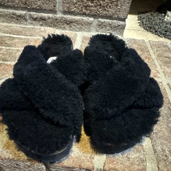 BIRKENSTOCK Papillio Daytona Shearling Teddy Sandals Black 37 / 6 US - Picture 2 of 16